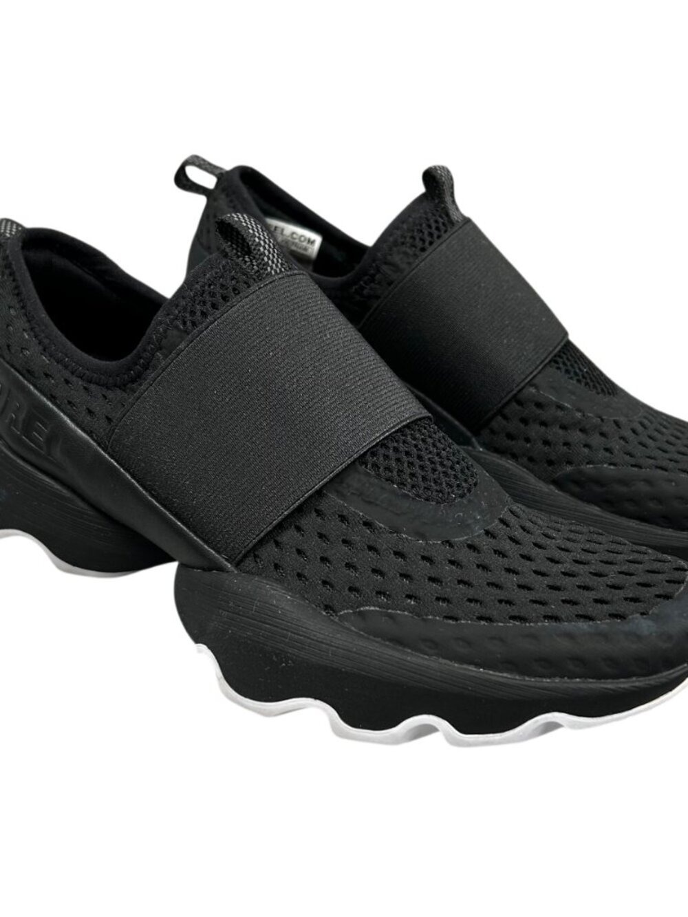 Sorel Women's Kinetic Impact Strap Black White Slip-On Sneaker Size 7